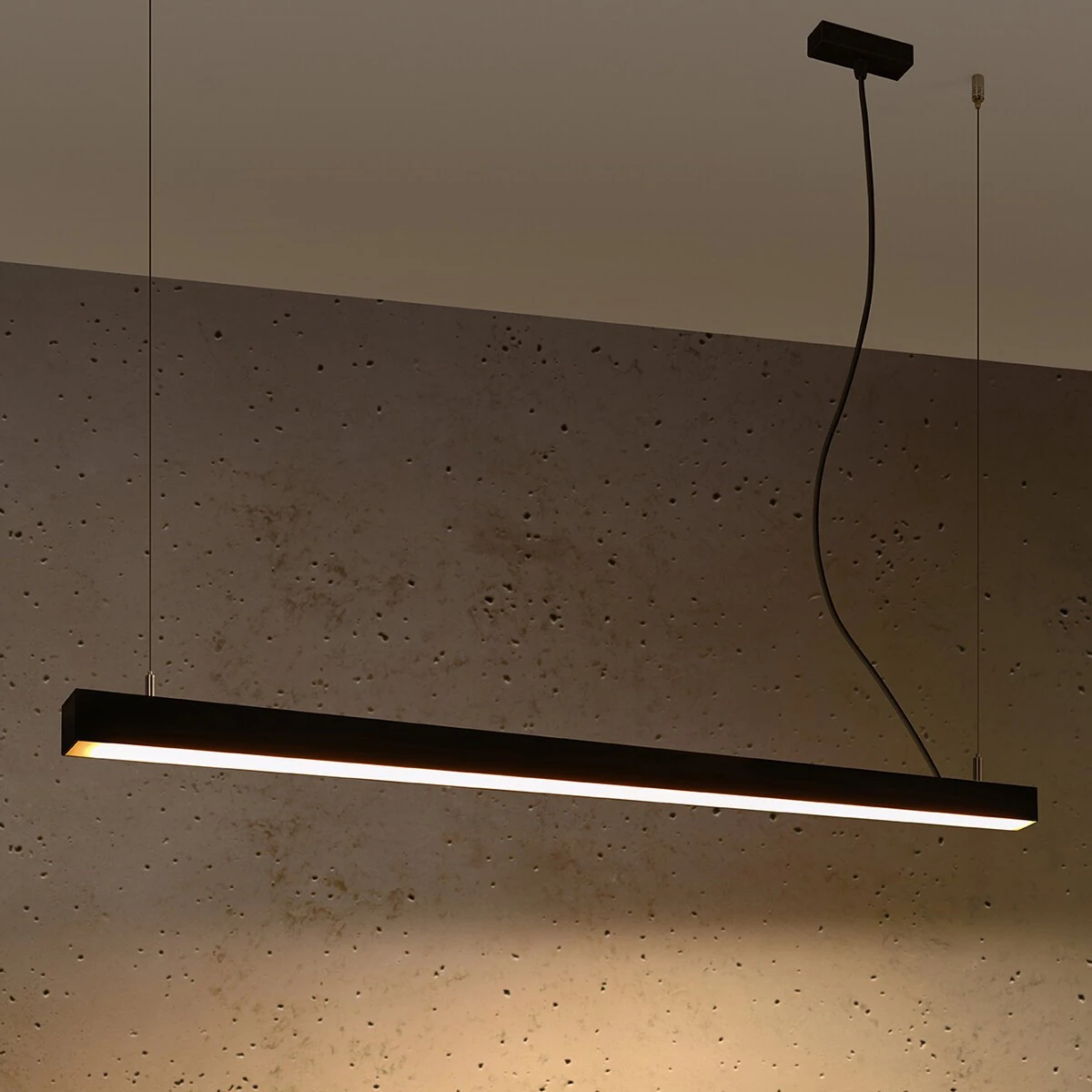 Pendant LED lamp 118 cm – linear, black, 3000K