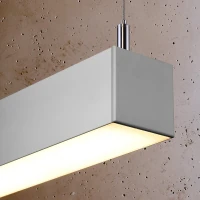 Pakabinamas šviestuvas 118 cm/28W – linijinis, pilkas, opalinis difuzorius - Nuotrauka 6