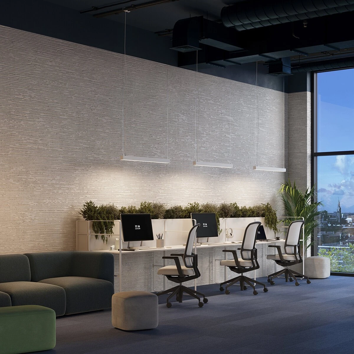 Pendant lamp 118 cm/28W – linear, white, CRI90