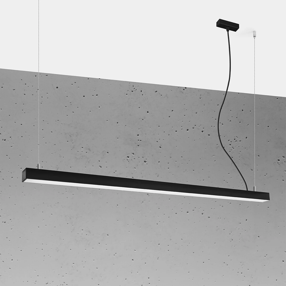 Pakabinamas LED šviestuvas 150 cm – linijinis, juodas, CRI90