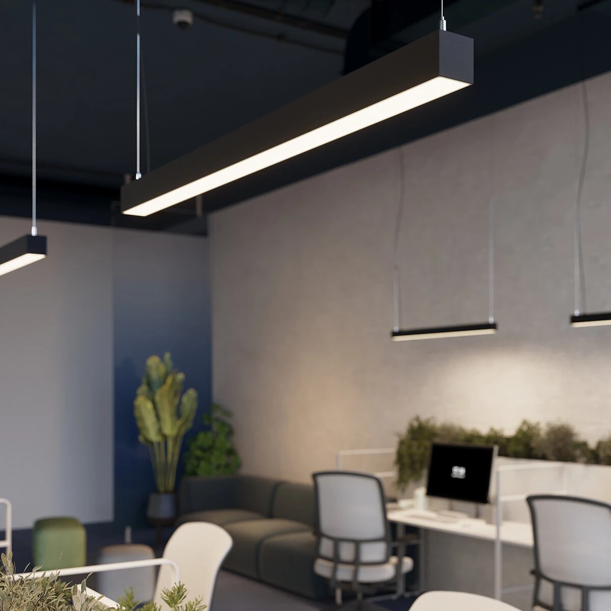 Pendant LED light 200 cm – linear, black, CRI90
