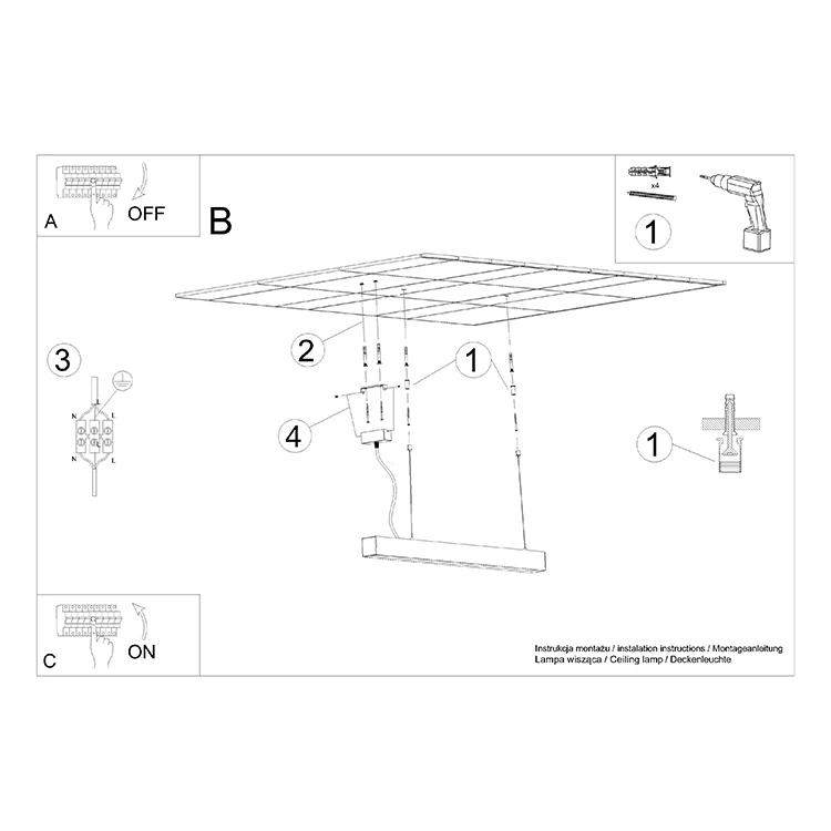 Pendant lamp 200 cm – linear, grey, CRI90