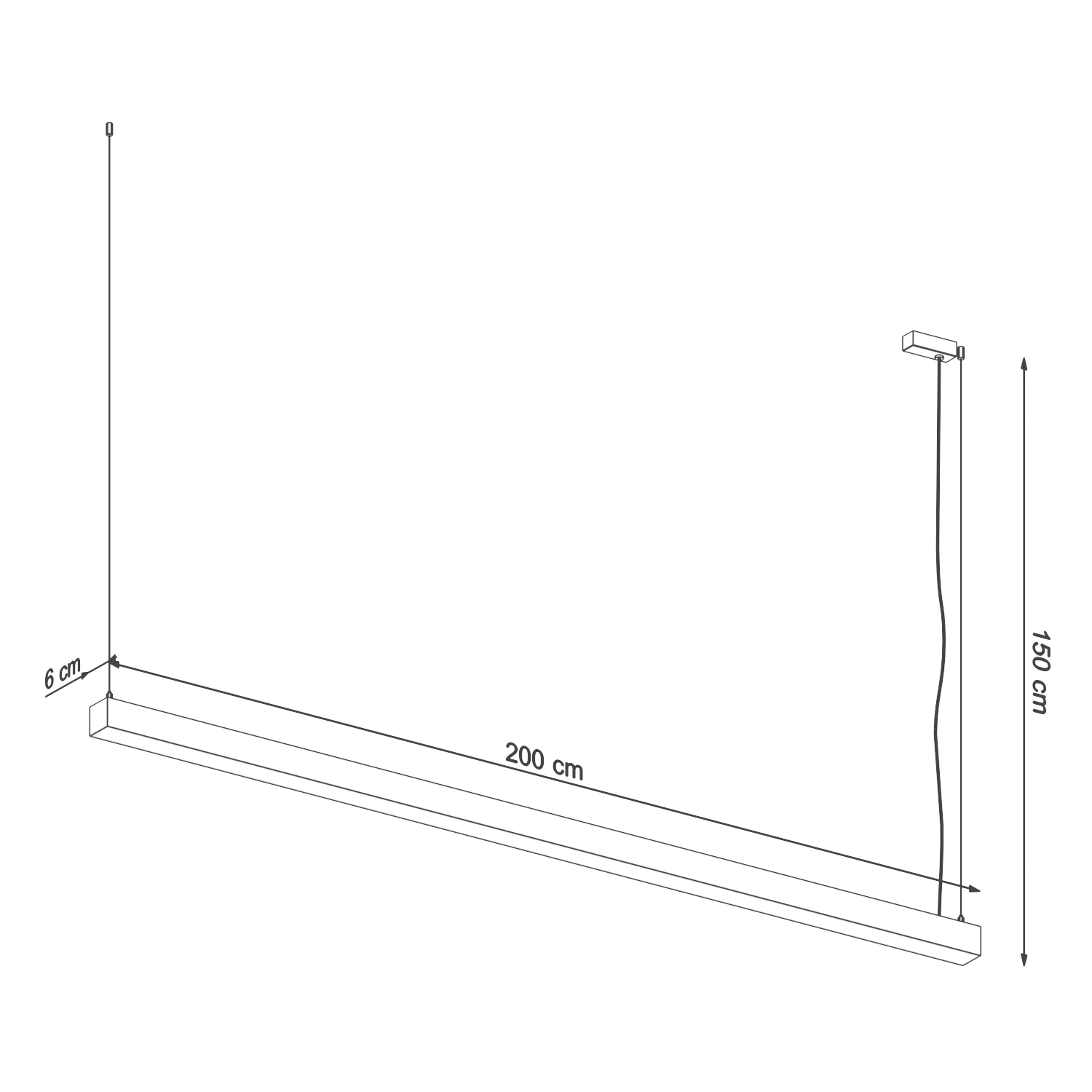 Pendant LED lamp 200 cm – linear, white, CRI90