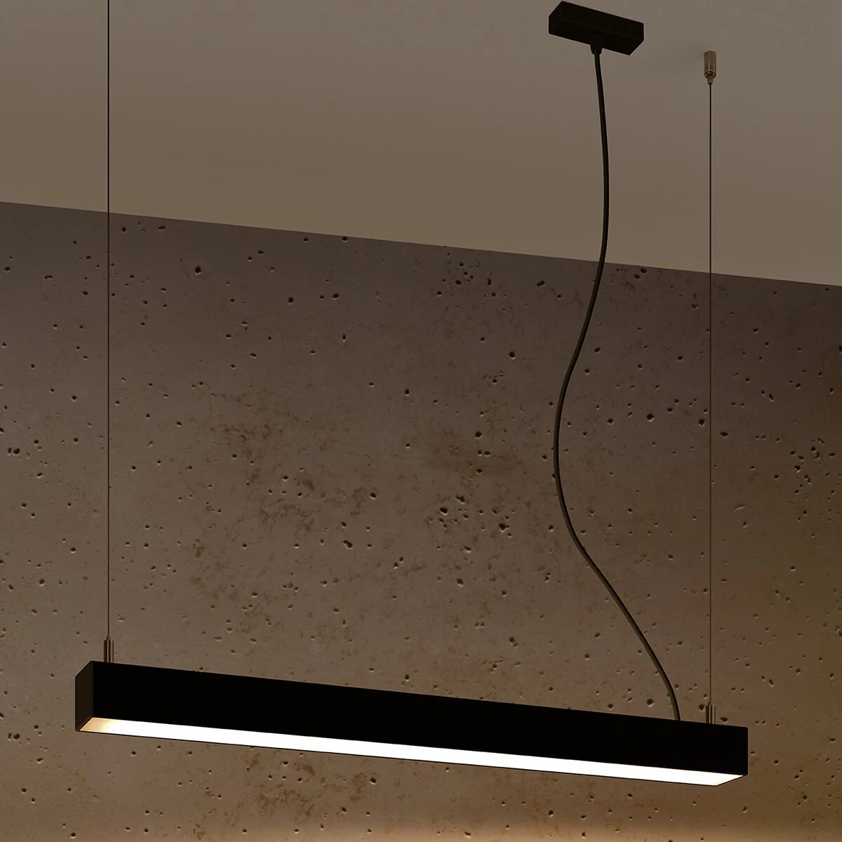 Pendant LED light 67 cm – linear, black, opal diffuser