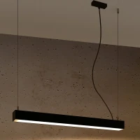 Pendant LED light 67 cm – linear, black, opal diffuser - Image 1
