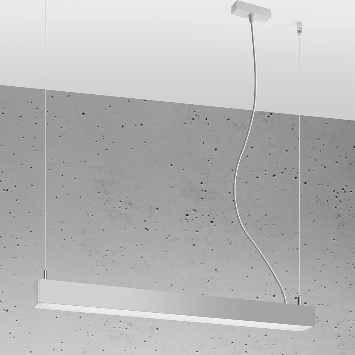 Pakabinamas šviestuvas 67 cm – linijinis, pilkas, šilta LED šviesa