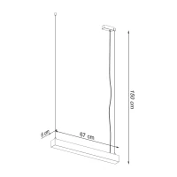 Pakabinamas šviestuvas 67 cm / 16W – linijinis, baltas, opalinis gaubtas - Nuotrauka 9