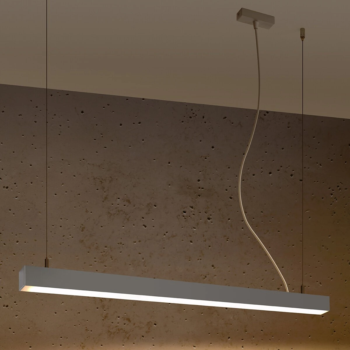 Pakabinamas LED šviestuvas 90 cm/24W – linijinis, pilkas, CRI90