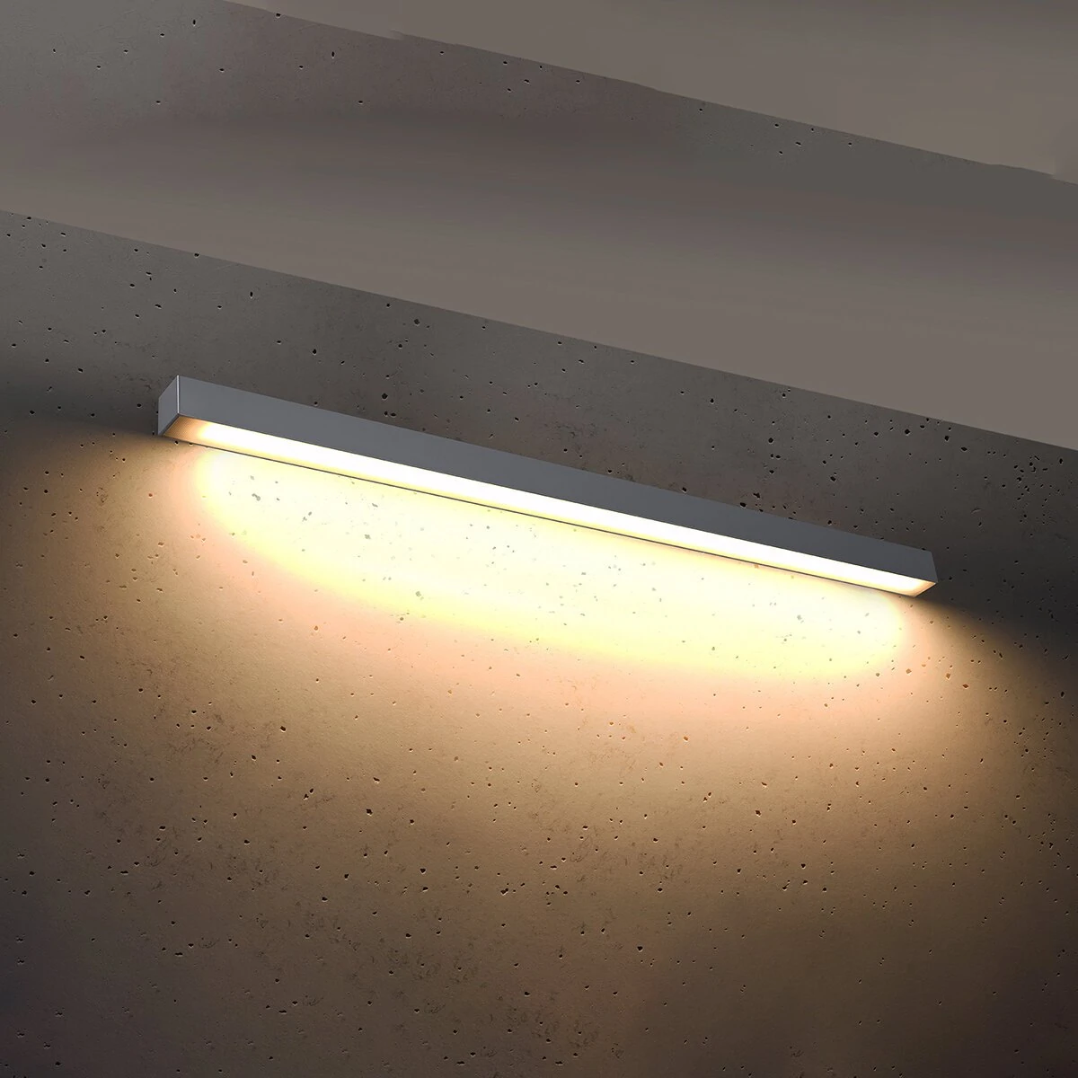 Sieninis LED šviestuvas 118 cm – linijinis, pilkas, šilta šviesa