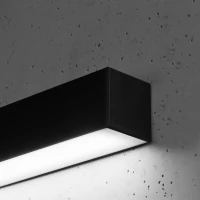 Sieninis LED šviestuvas 67 cm – linijinis, juodas, opalinis difuzorius - Nuotrauka 5