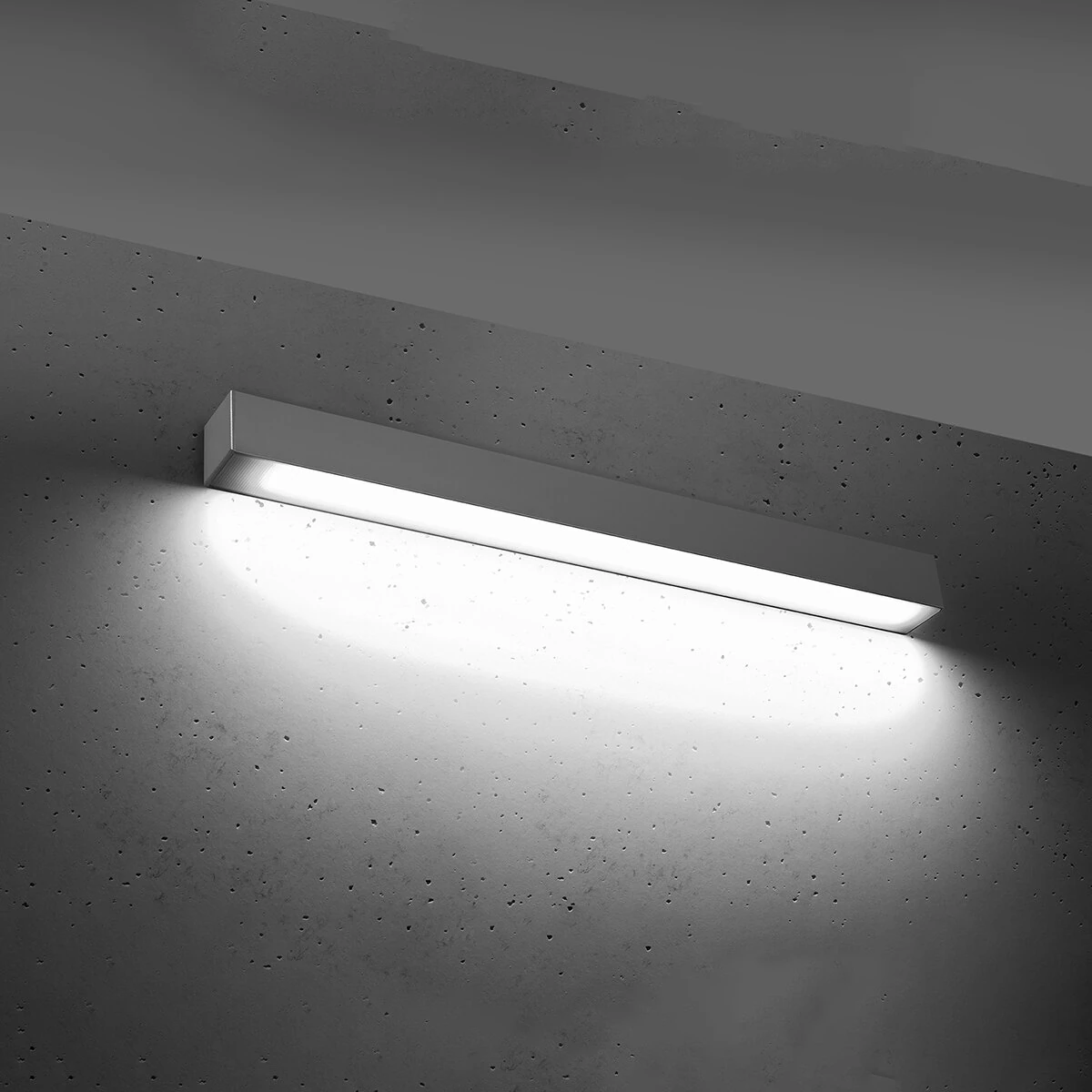 Wall lamp 67 cm/16W – linear, grey, opal diffuser