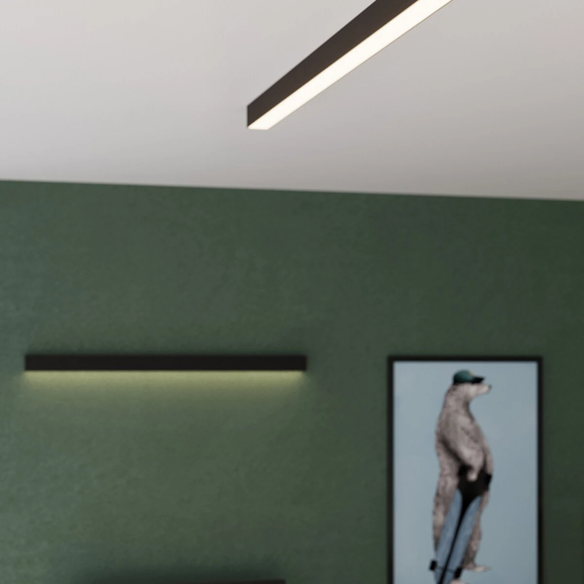 LED wall lamp 90 cm – linear, black, warm light