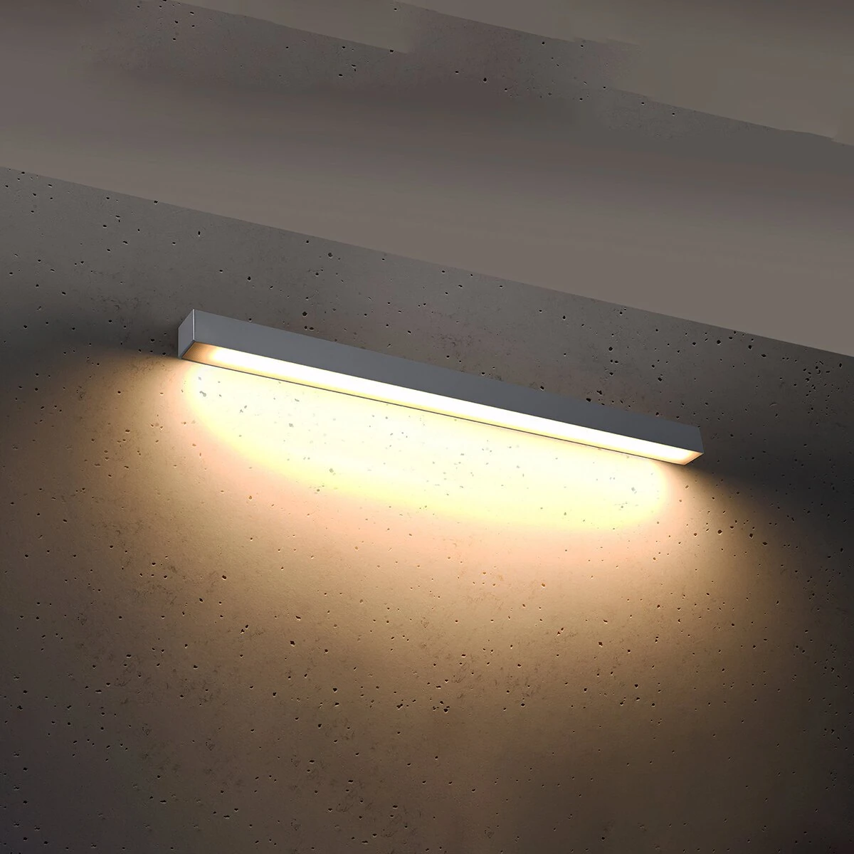 Sieninis šviestuvas 90 cm – linijinis, pilkas, šiltos LED šviesos