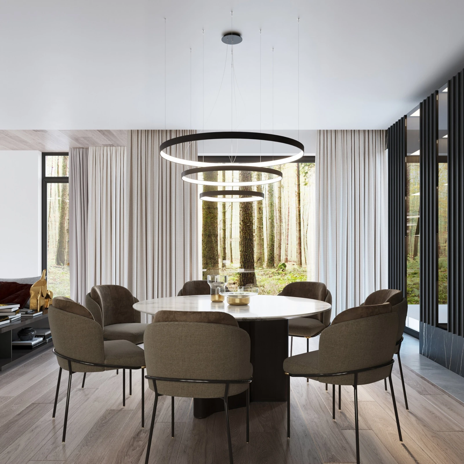 Ceiling lamp 47W – round ring, black, 3000K