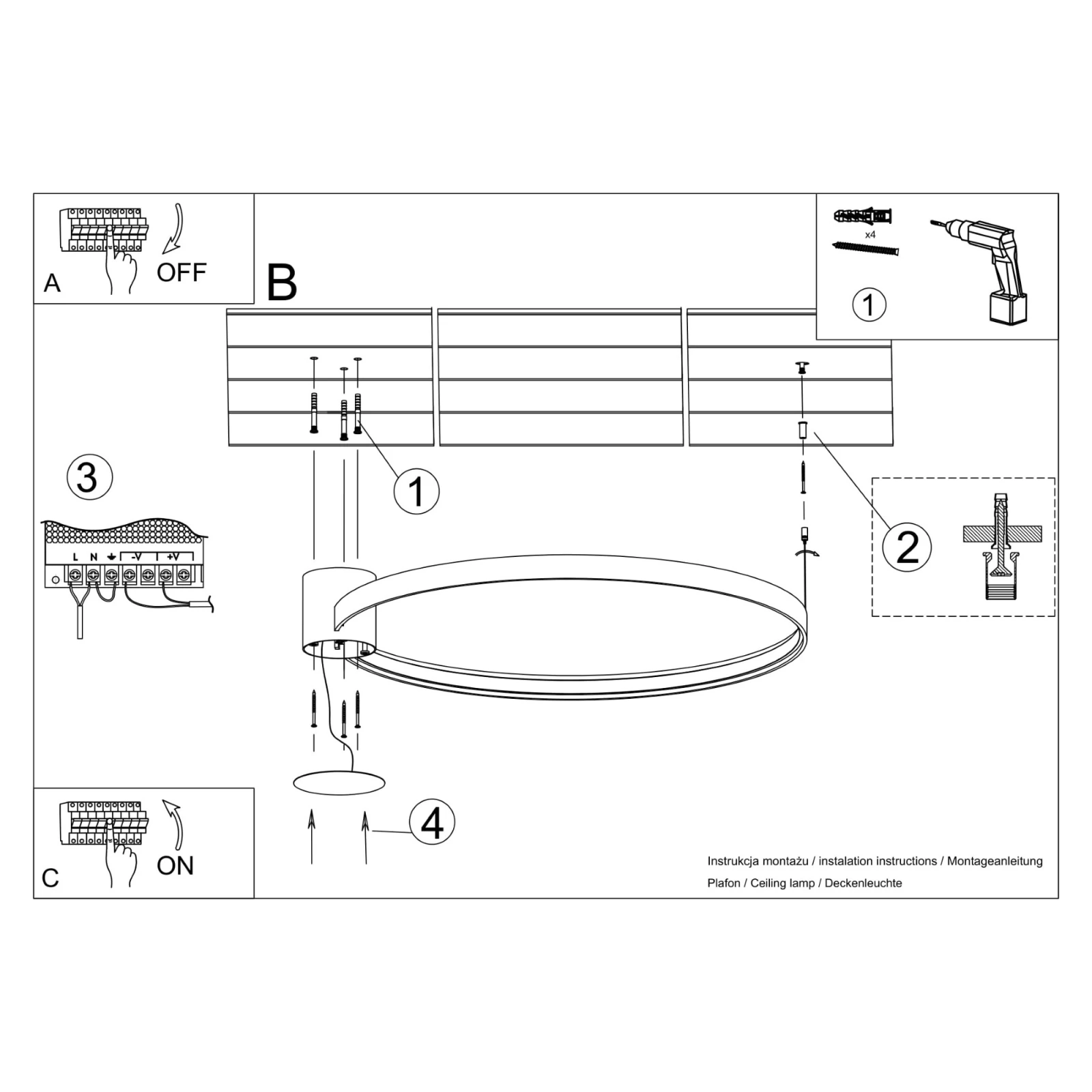 Ceiling lamp 47W – round, gold, CRI98 LED