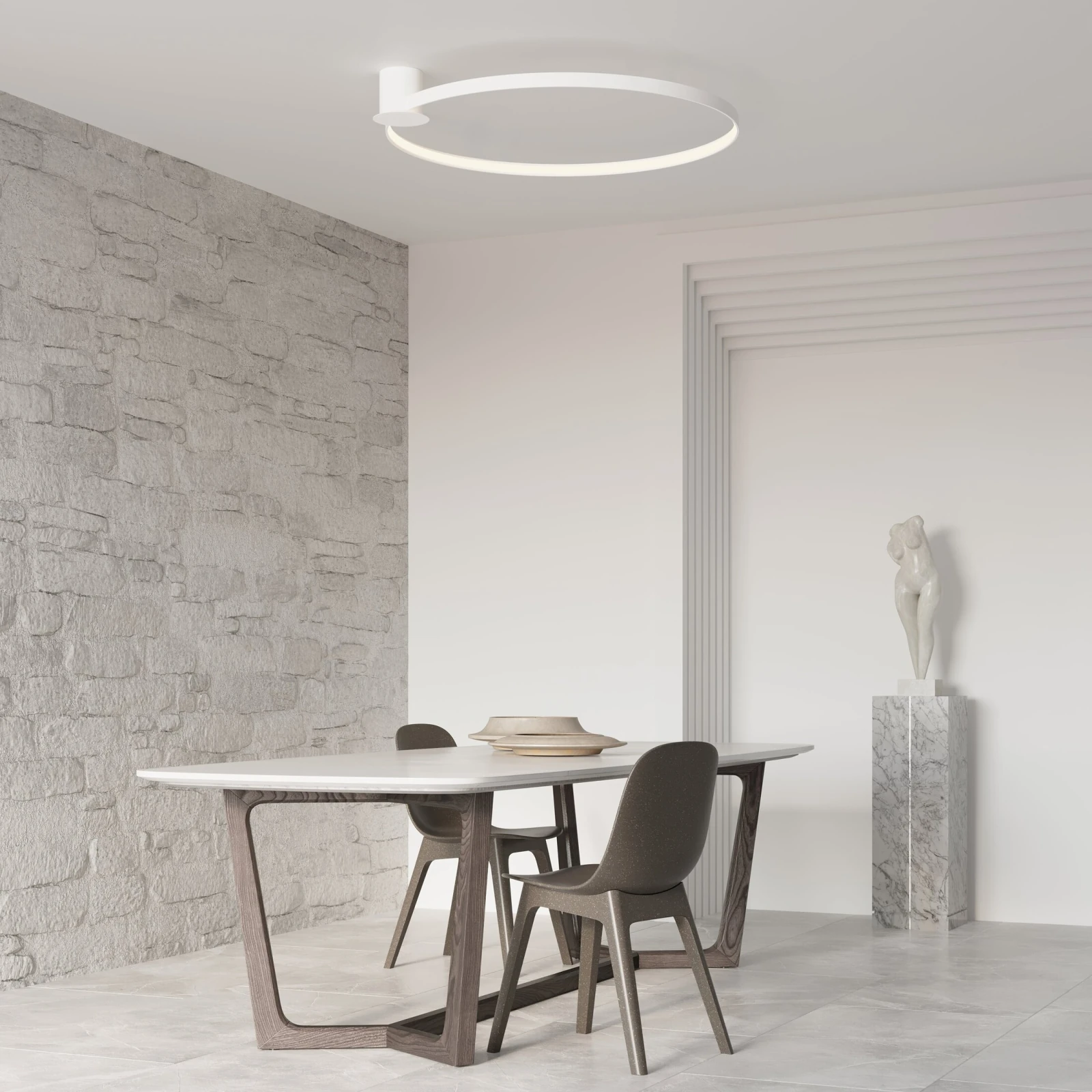 Ceiling lamp 55 cm – round, white, warm LED light