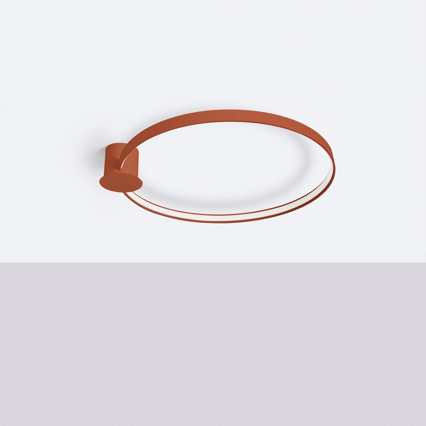 Ceiling LED light 78 cm – oval ring, red ochre, CRI93