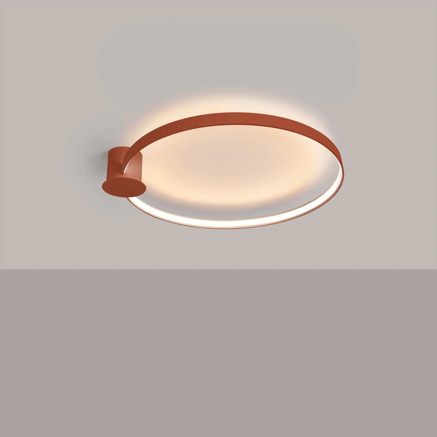 Ceiling LED light 78 cm – oval ring, red ochre, CRI93