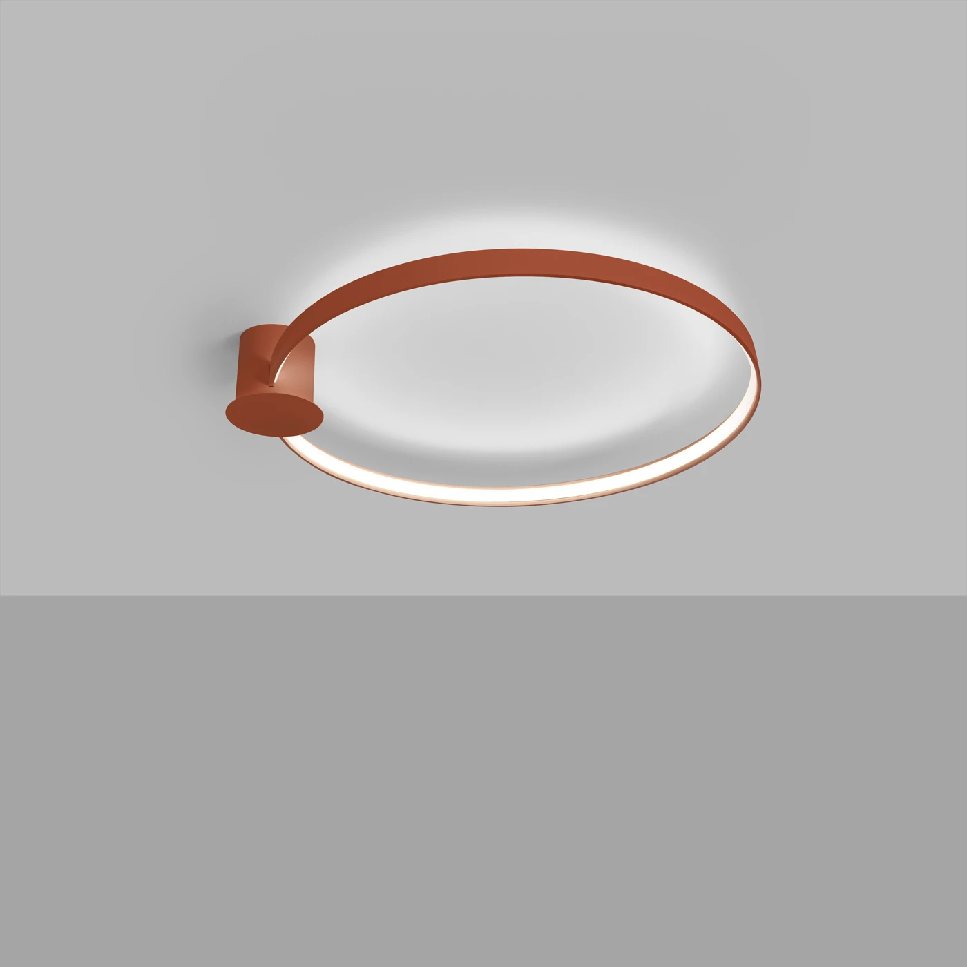 Ceiling LED light 33W – round form, red ochre, CRI98
