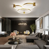Ceiling lamp 33W – round, polished gold, warm LED - Image 14