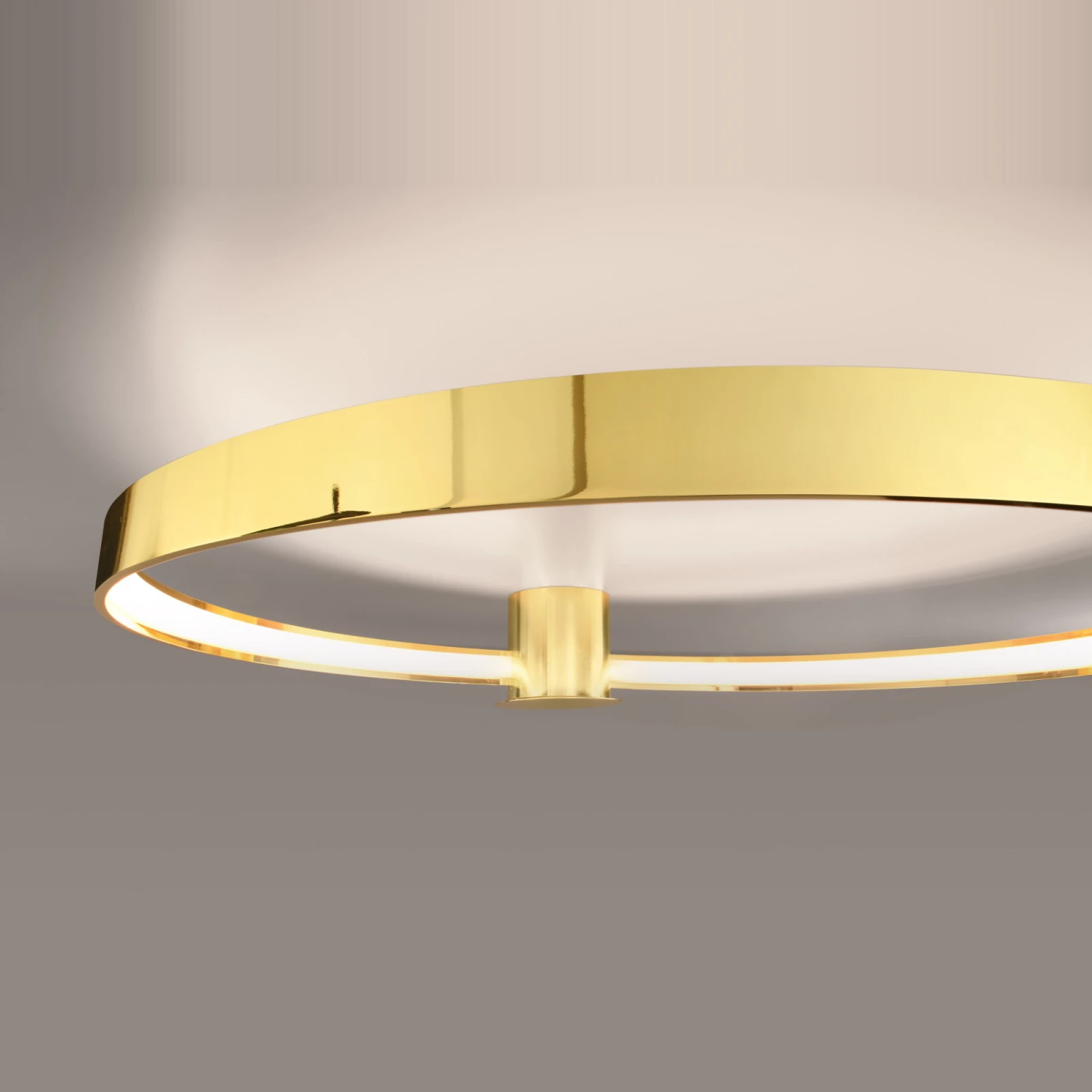 Ceiling lamp 33W – round, polished gold, warm LED