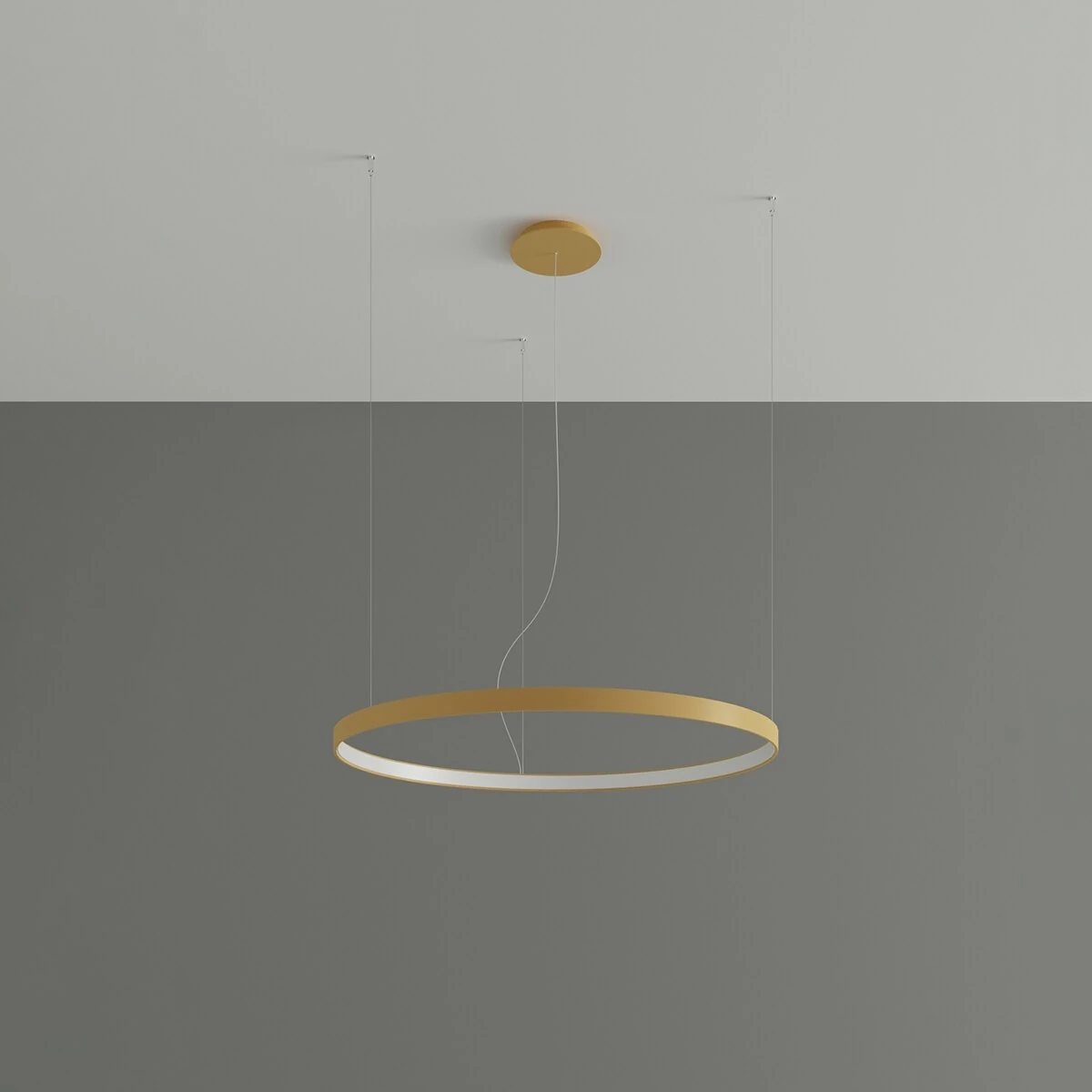 Pakabinamas šviestuvas 47W – apvalus, auksinis, šiltos LED šviesos