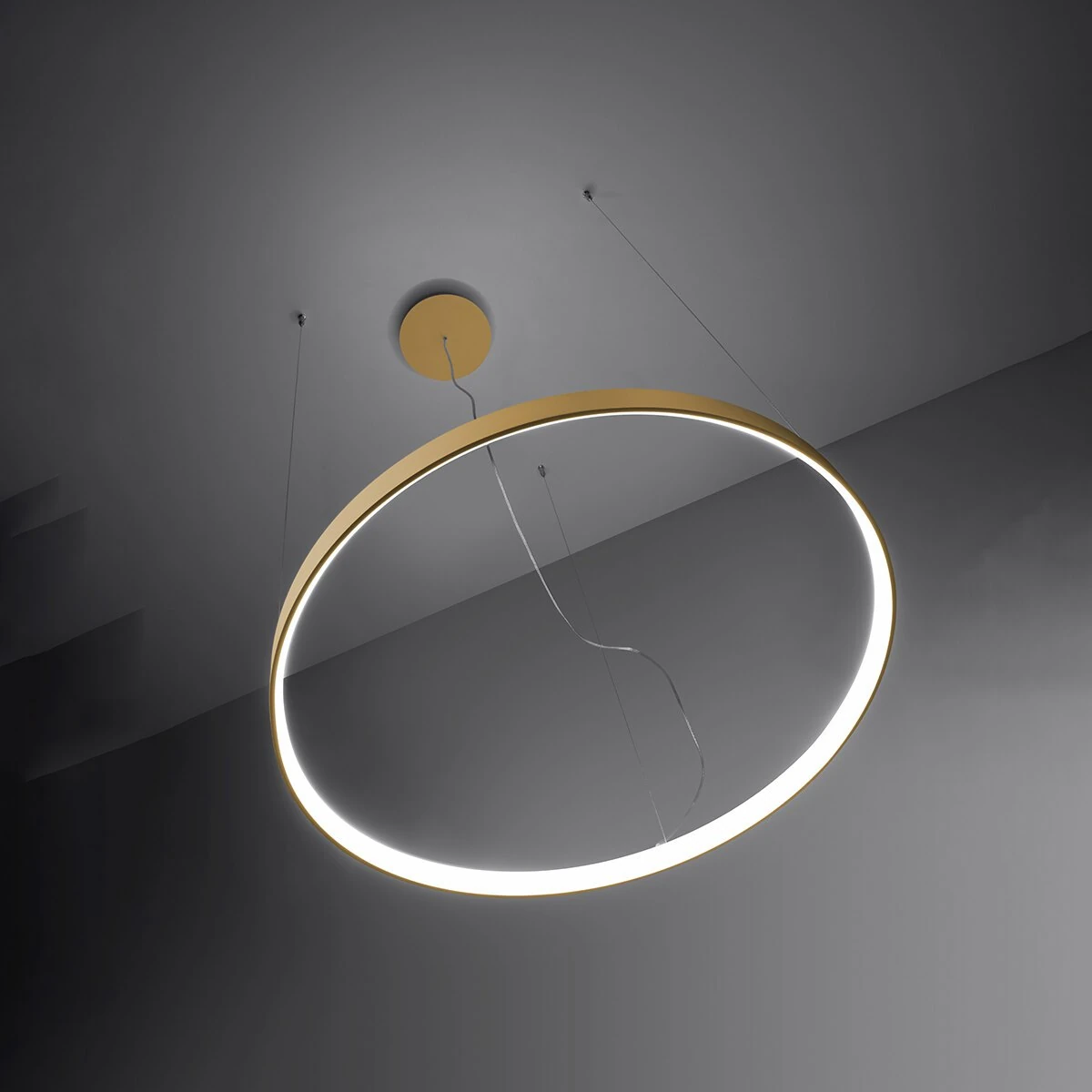 Pakabinamas šviestuvas 110 cm – apvalus auksinis LED, CRI98