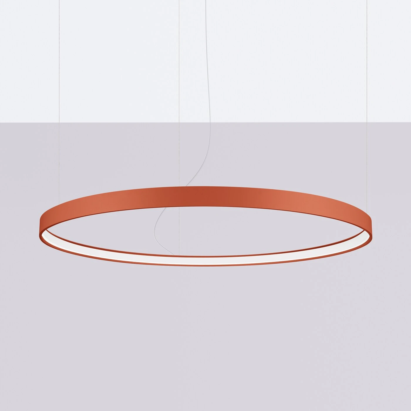 Pendant light 110 cm – round, red ochre, LED 3000K