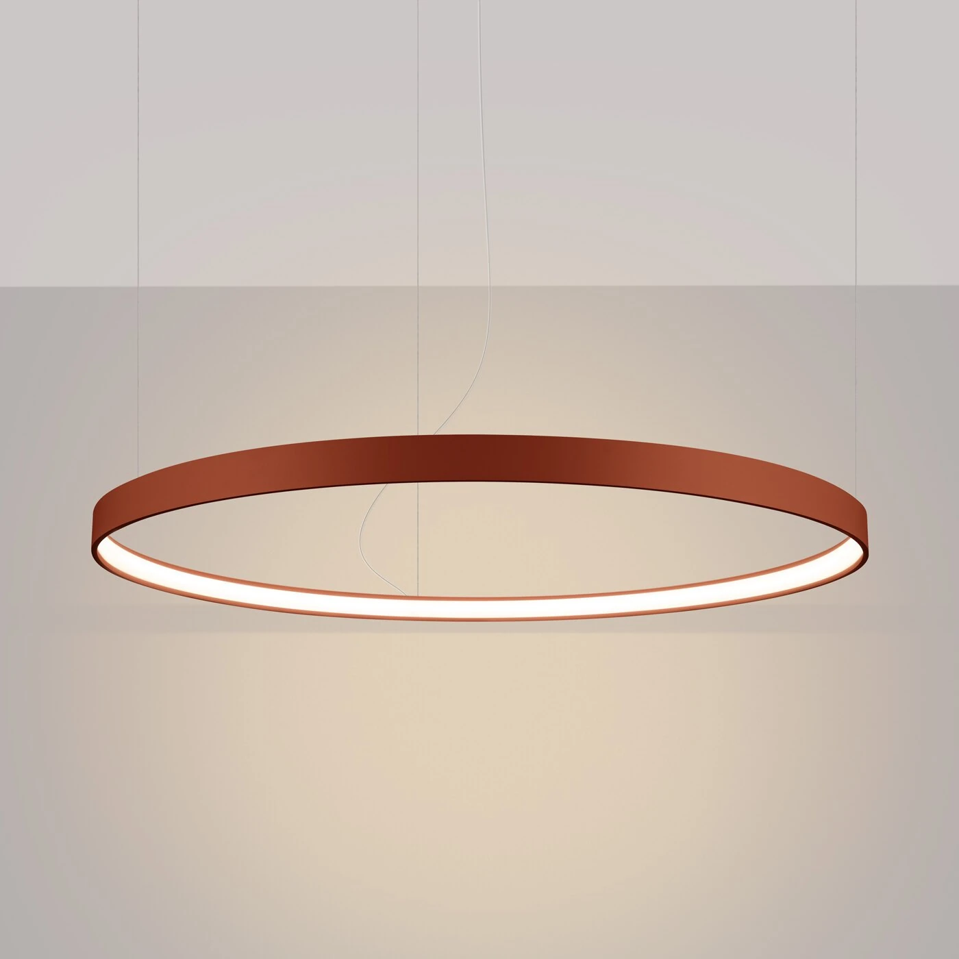 Pendant light 110 cm – round, red ochre, LED 3000K