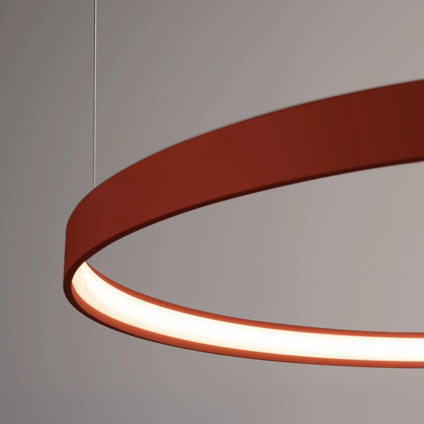 Pendant light 110 cm – round, red ochre, LED 3000K