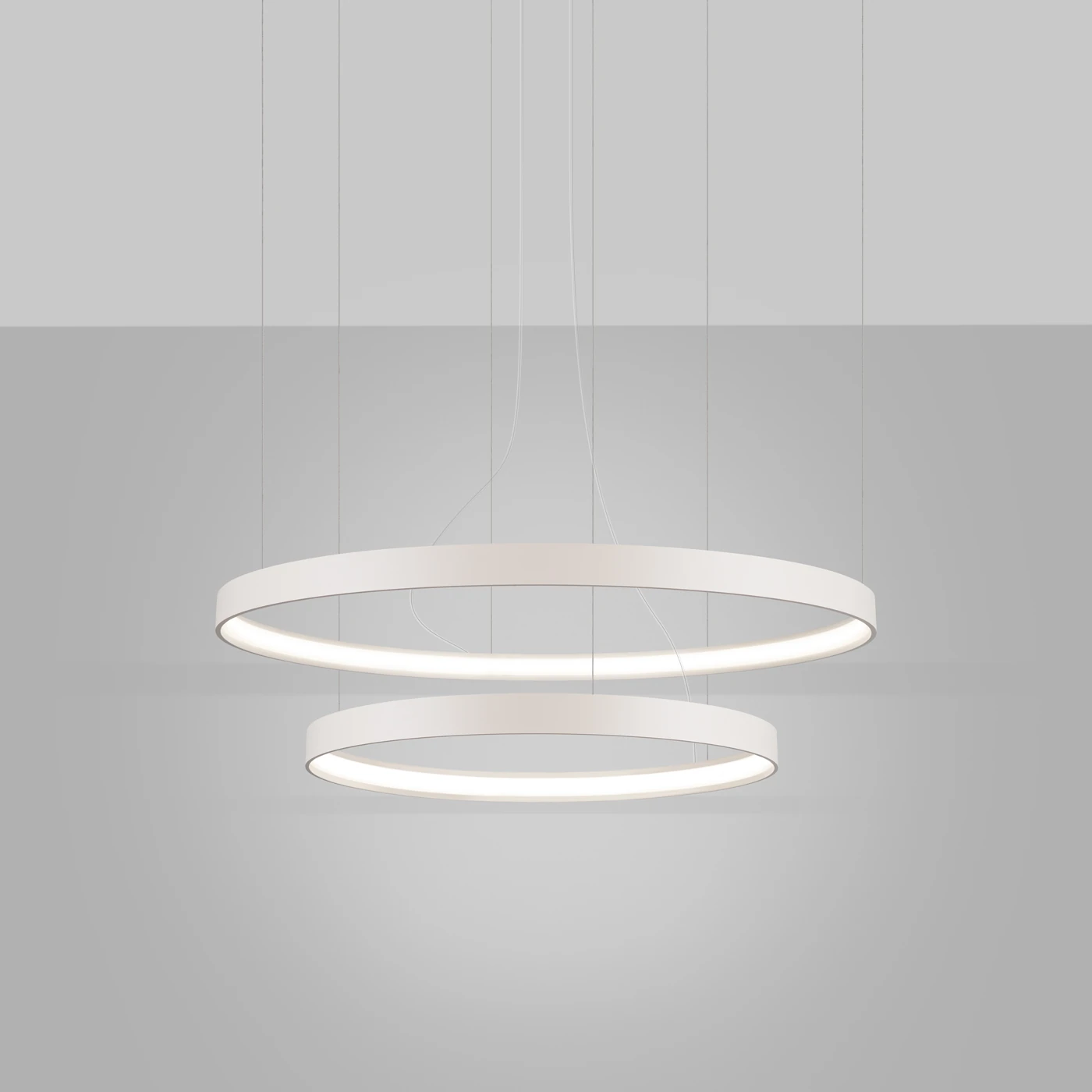 Pakabinamas LED šviestuvas 78 cm – dvigubas žiedas, smėlio, CRI98