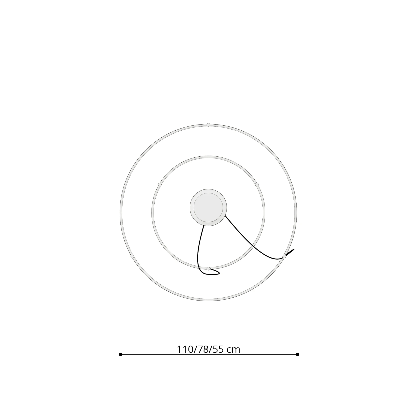 LED Pendant Light 55W – two-ring, black, CRI98