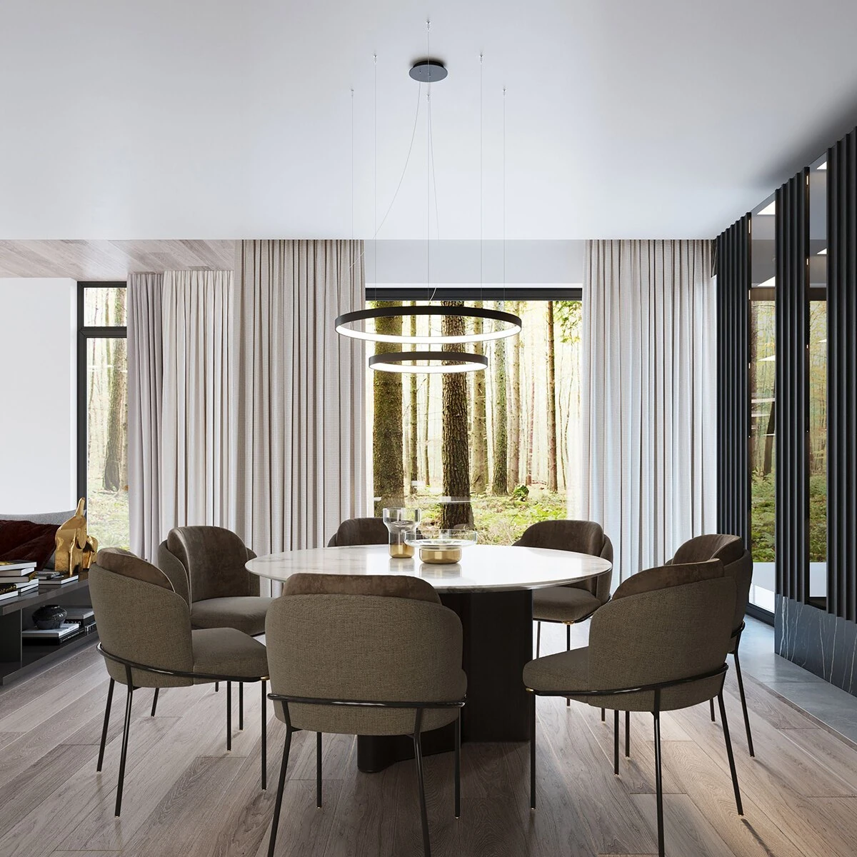 LED Pendant Light 55W – two-ring, black, CRI98
