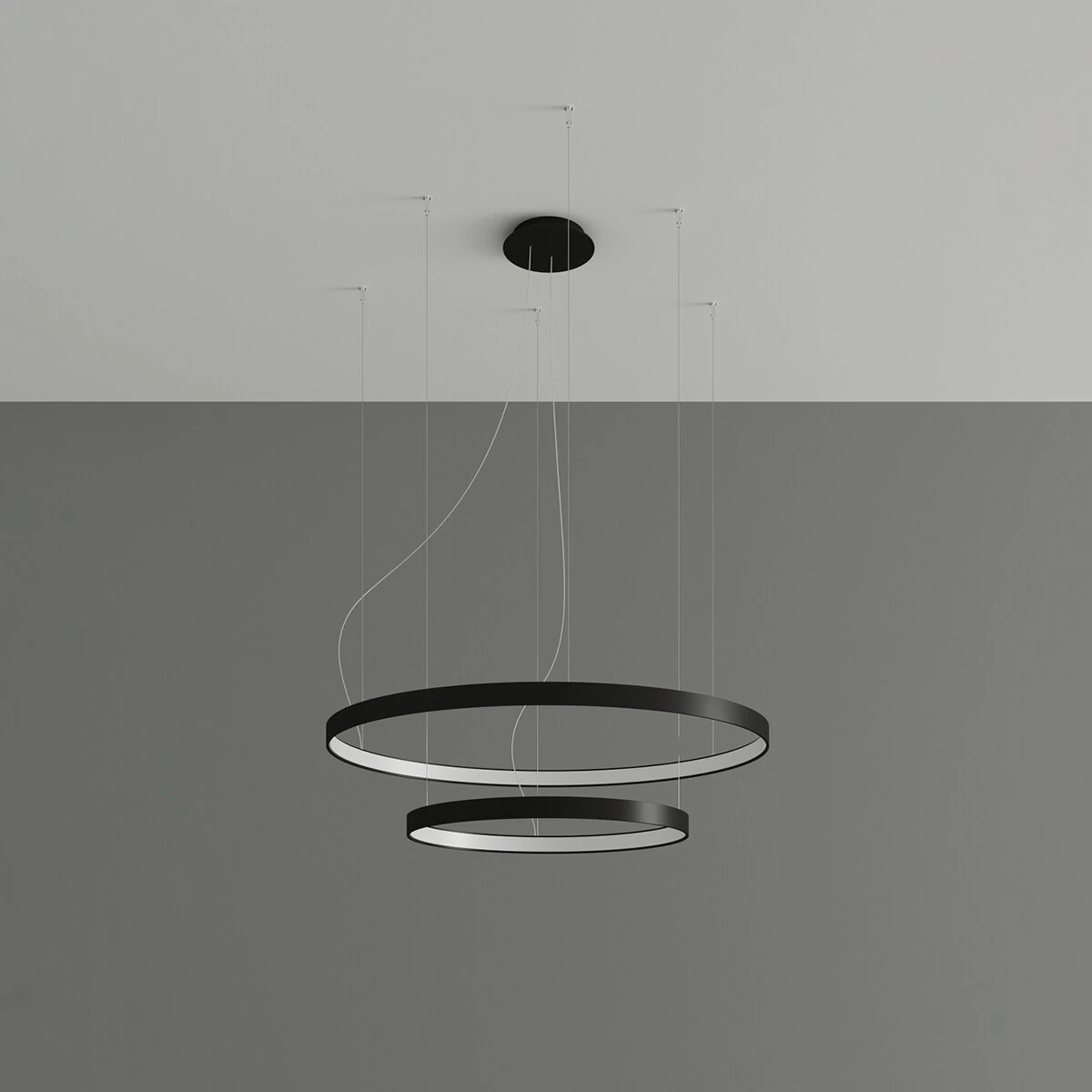 LED Pendant Light 55W – two-ring, black, CRI98