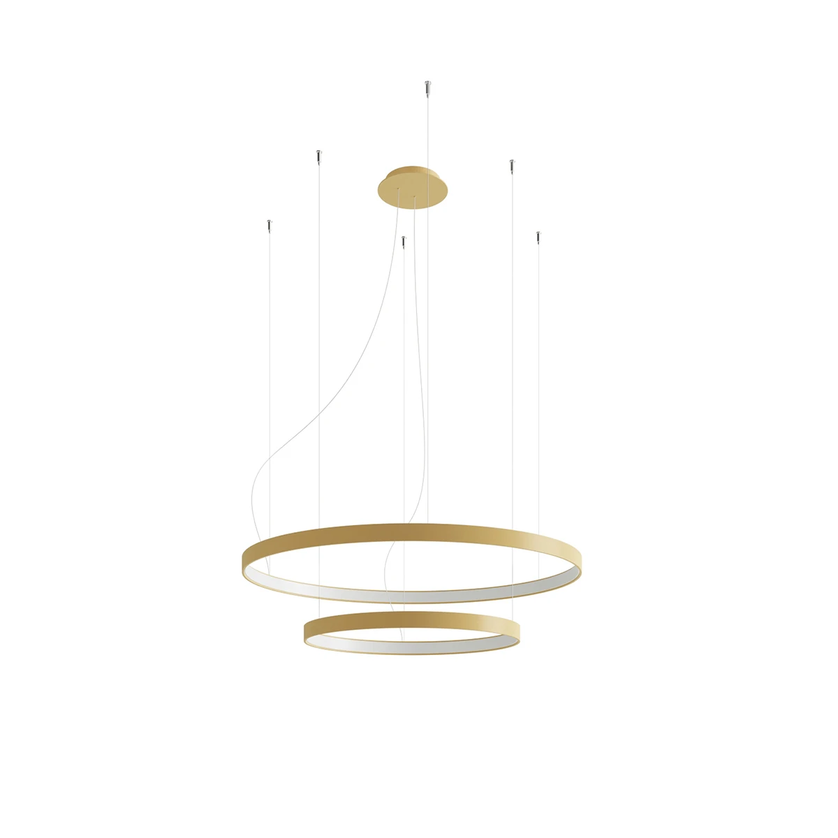 RIO 2 pendant light 55W – double ring, gold, warm LED