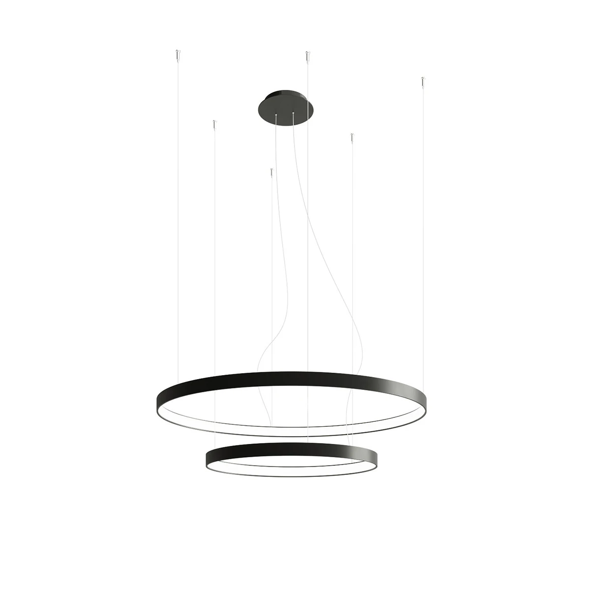 Pakabinamas LED šviestuvas 78 cm – apvalūs žiedai, juodas, CRI93
