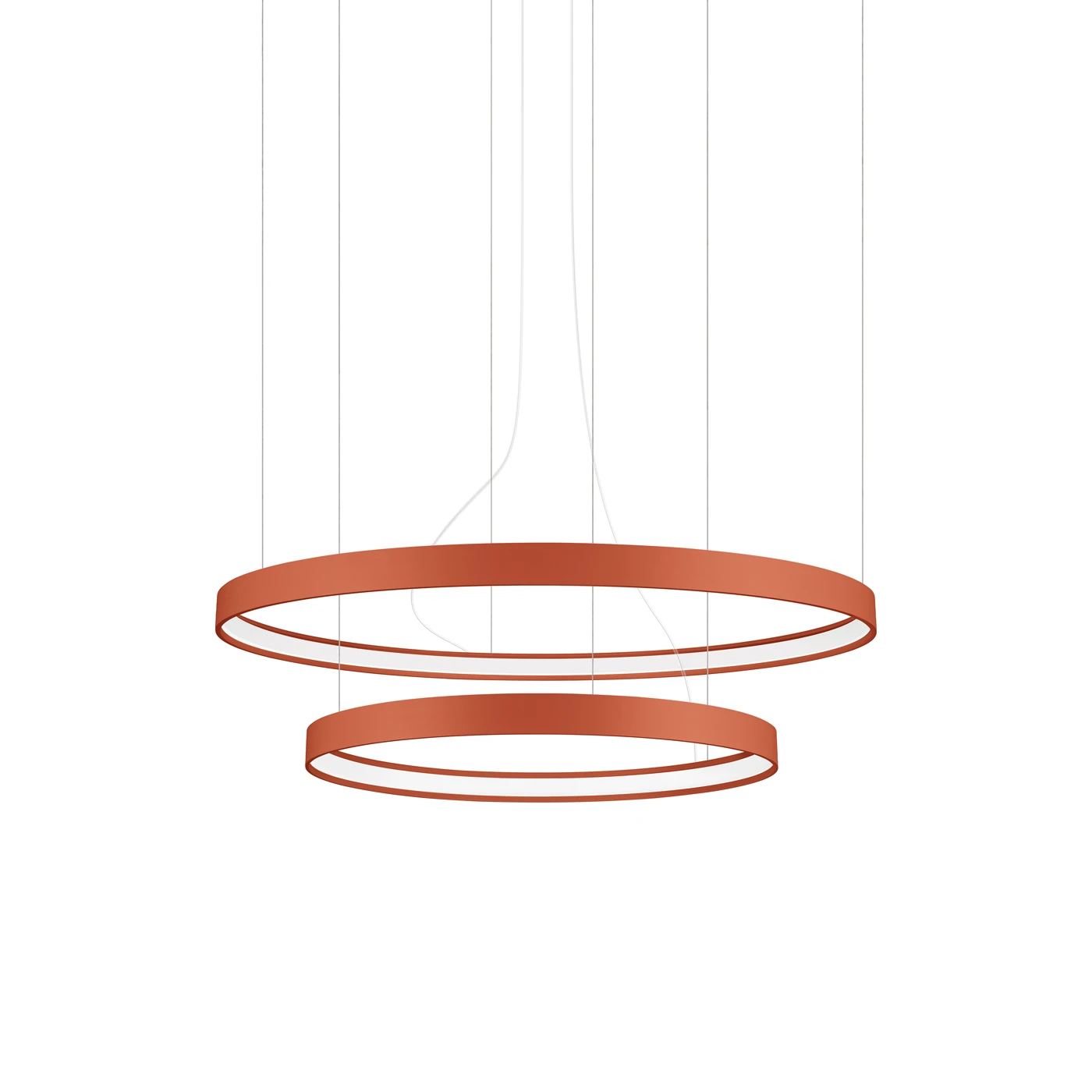 Pendant light 55W – two-ring, red ochre, CRI98 LED