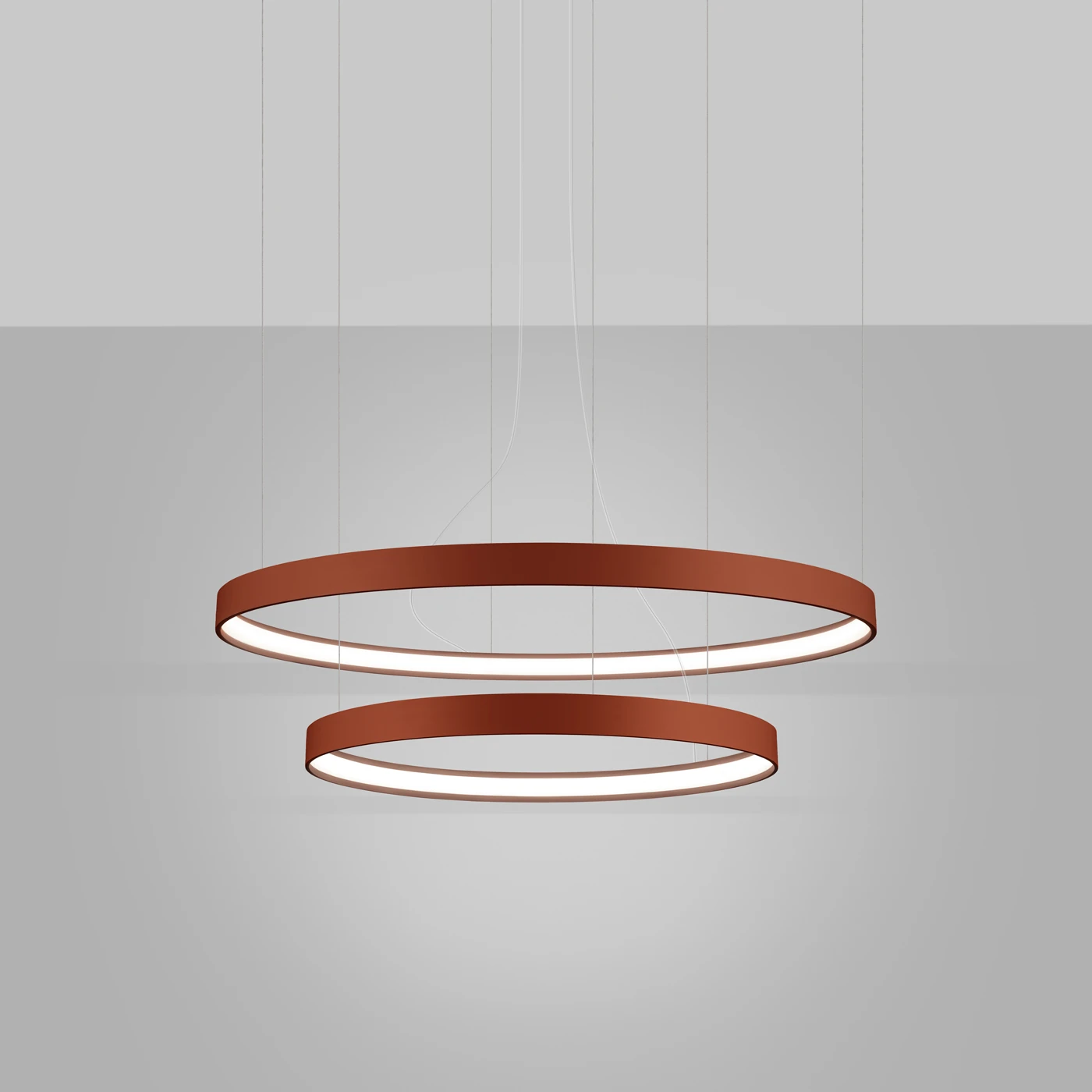 Pendant light 55W – two-ring, red ochre, CRI98 LED