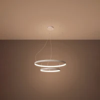 Pakabinamas šviestuvas 55W – dvigubi žiedai, baltas, šilta LED šviesa - Nuotrauka 3