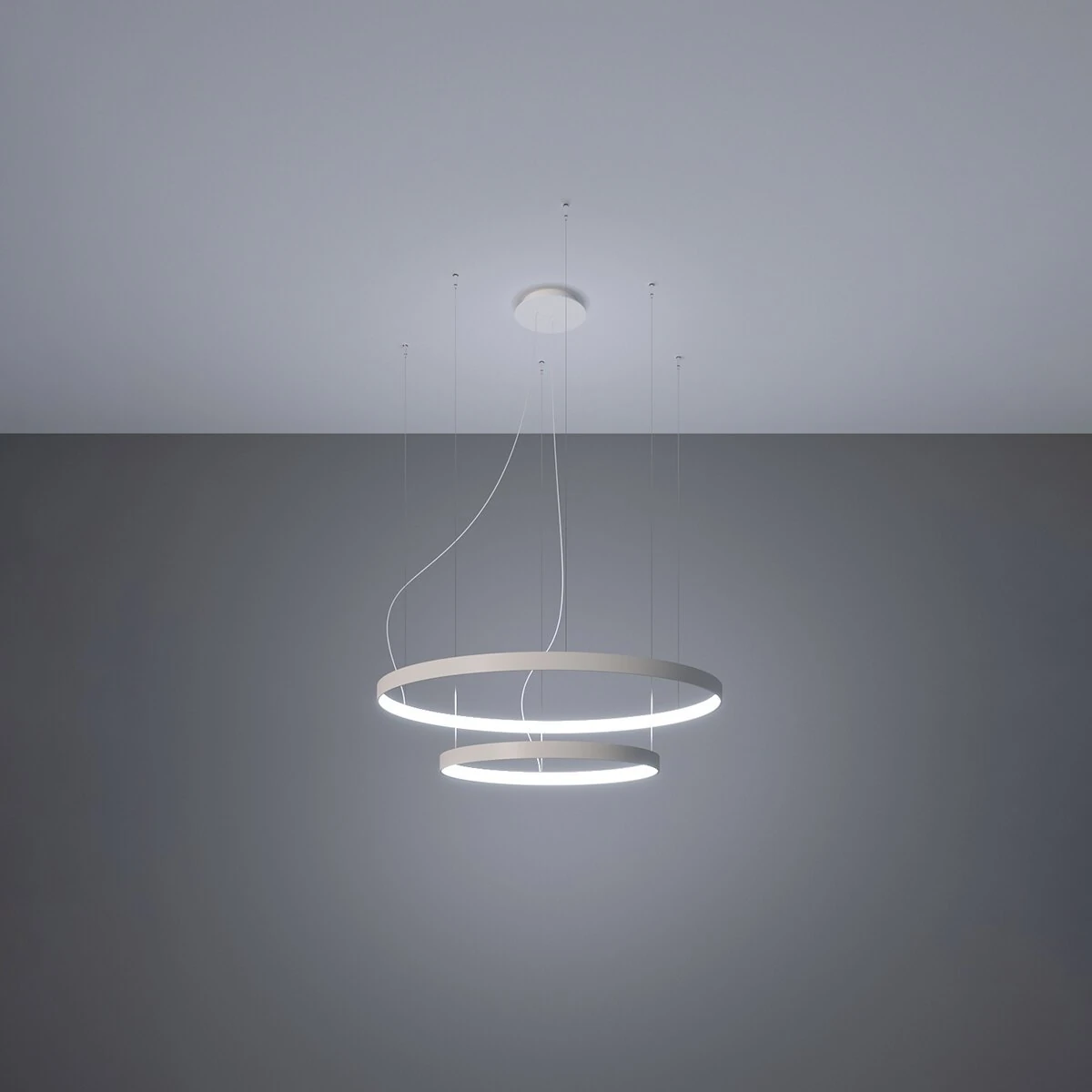 Pendant light 55W – double rings, white, CRI98