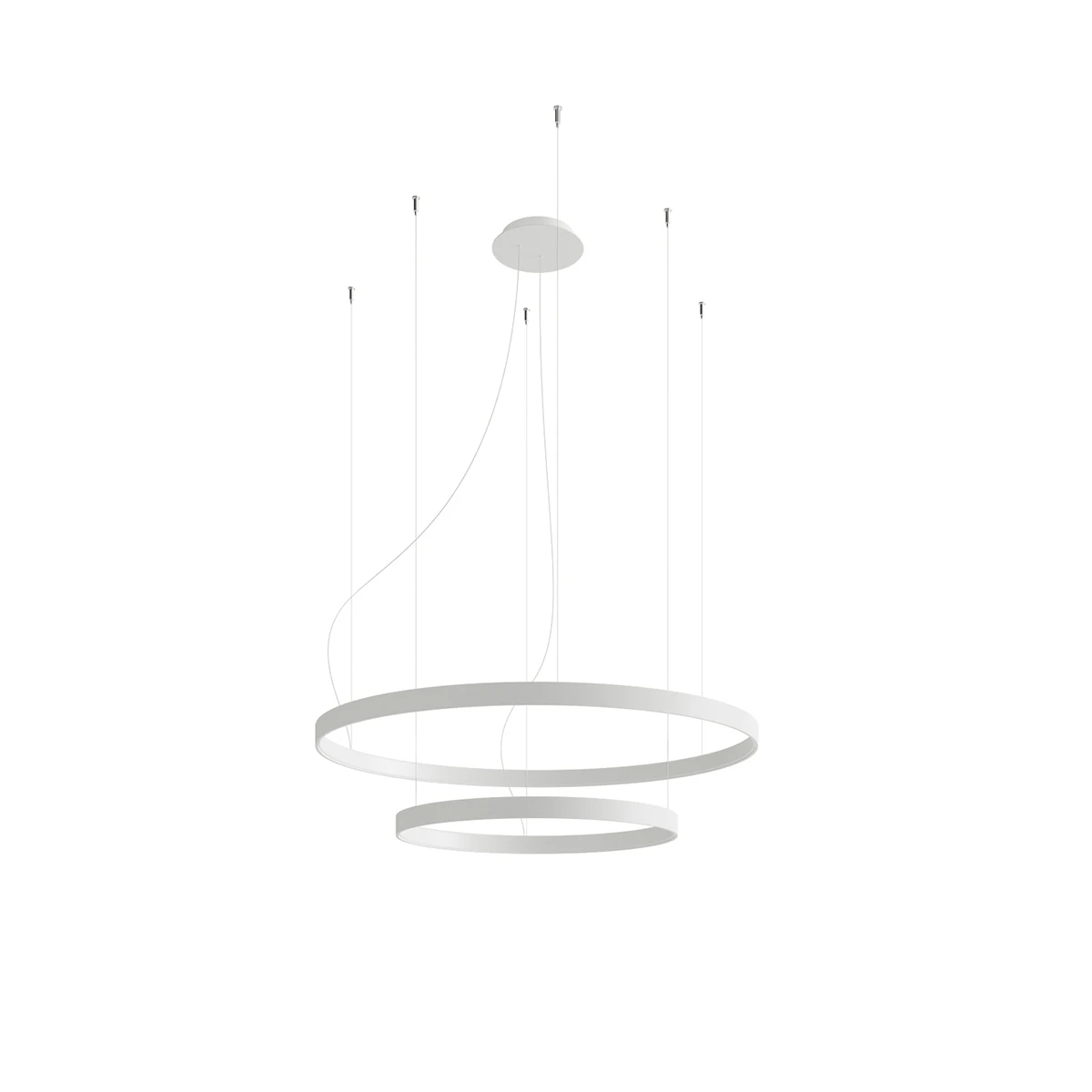 Pendant light 55W – double rings, white, CRI98