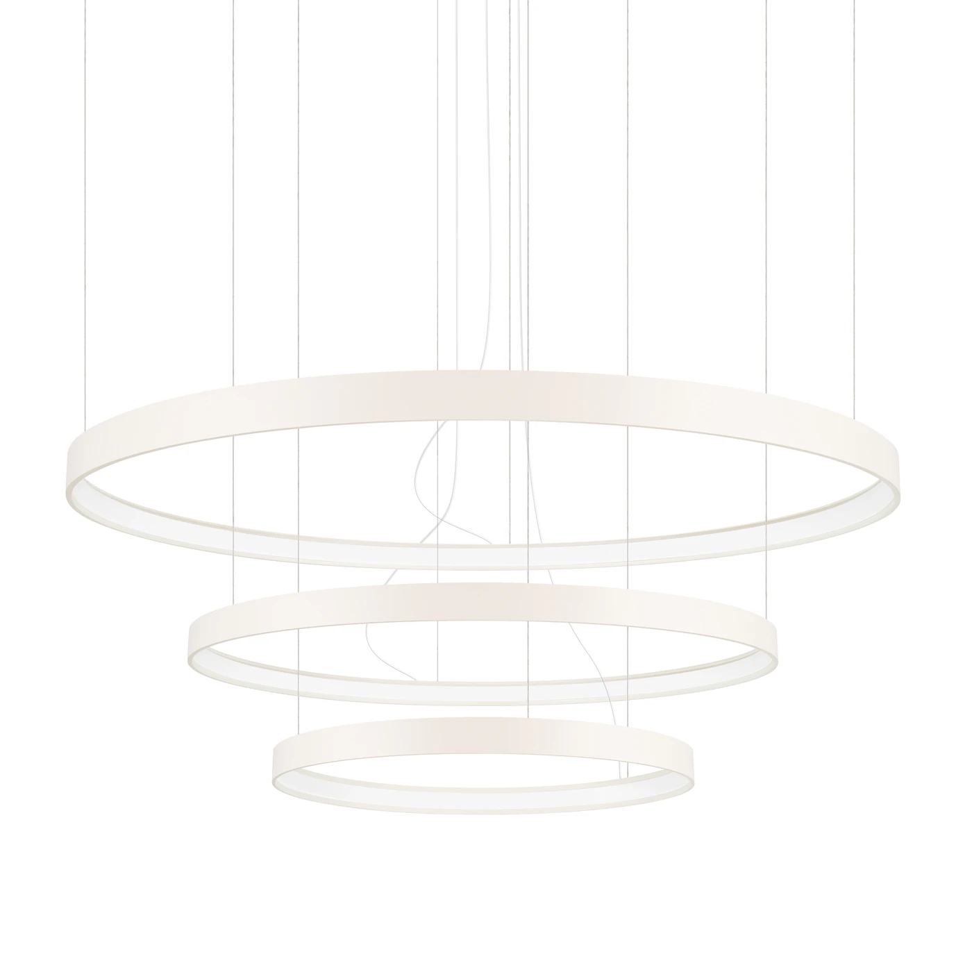 Pendant light 100W – three-ring, beige, warm LED light