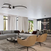 Sietynas 110 cm – apvalūs LED žiedai, juodas, CRI98 - Nuotrauka 9