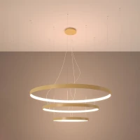 Pakabinamas šviestuvas 100W – trijų žiedų, aukso spalvos, šiltas LED - Nuotrauka 1