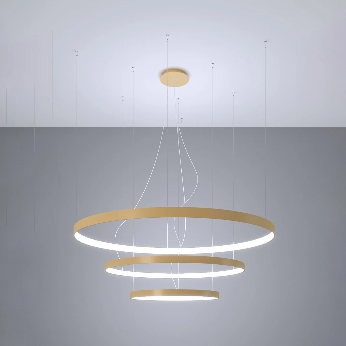 Pendant light 100W – 3-ring, gold, CRI98 LED