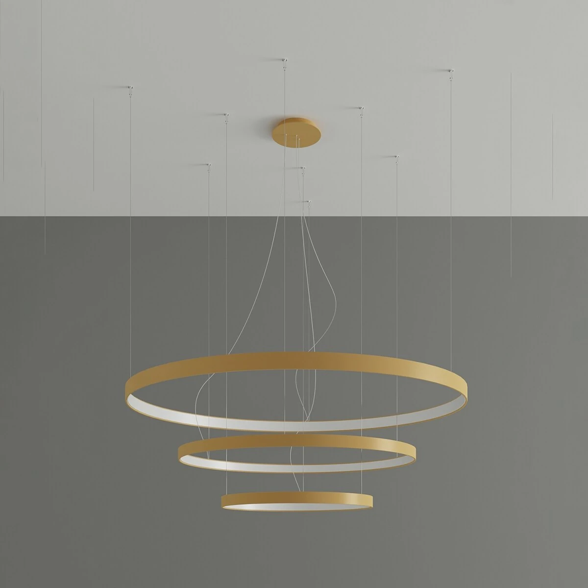 Pendant light 100W – 3-ring, gold, CRI98 LED