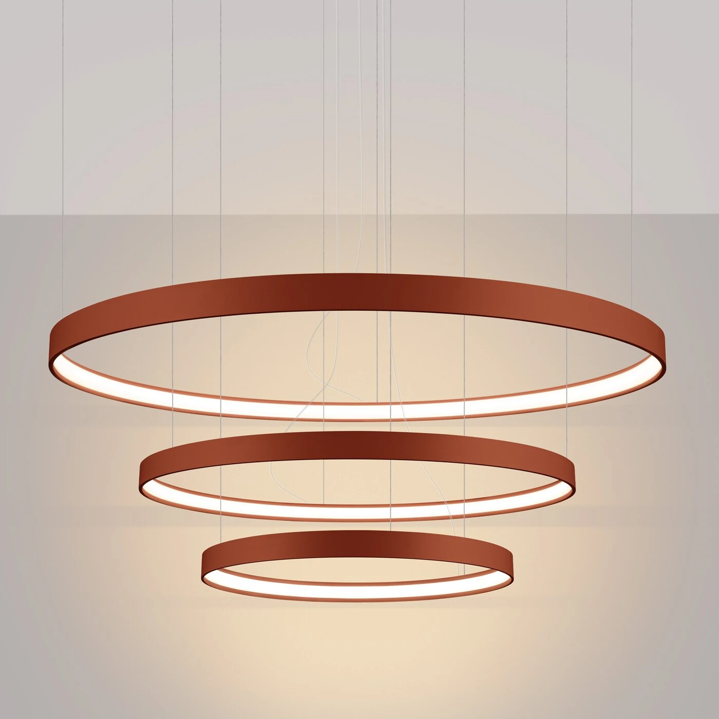 Chandelier 110 cm / 100W – ring, red ochre, CRI93