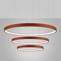 LED Pendant Light 100W – Three Rings, Red Ochre, CRI98 - Image 1