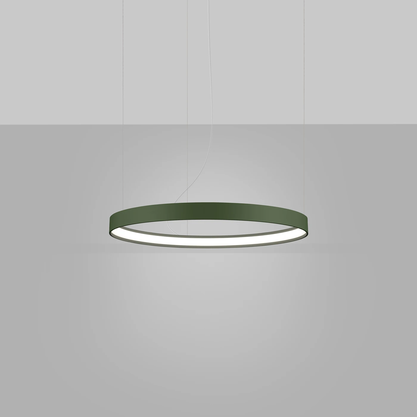 Pendant LED light 55 cm – round, olive green, CRI98