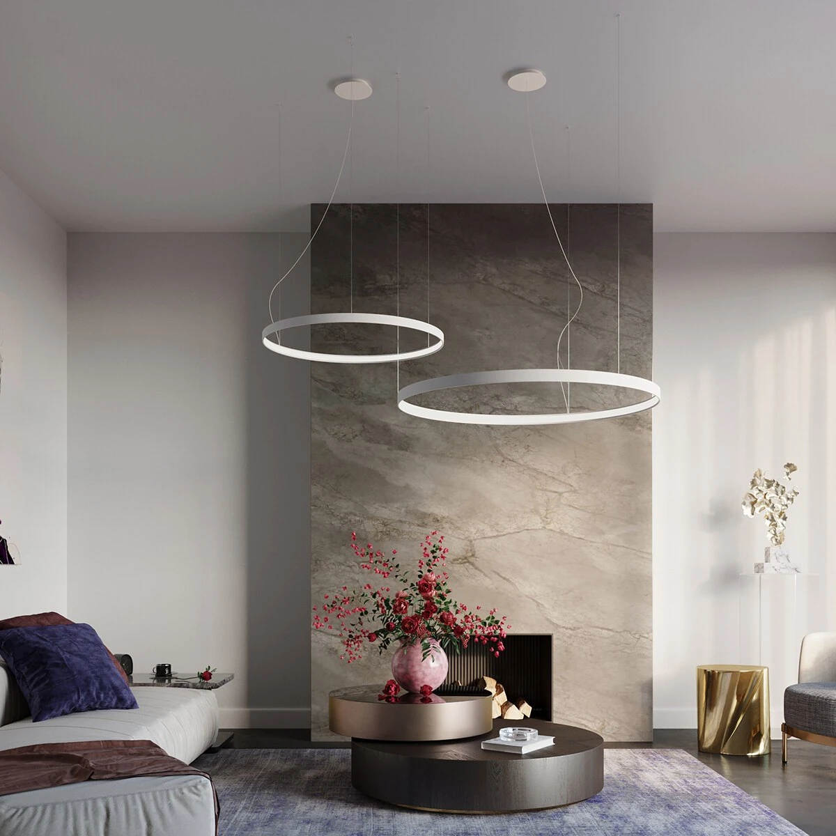Pendant LED light 55 cm – round, white, CRI98
